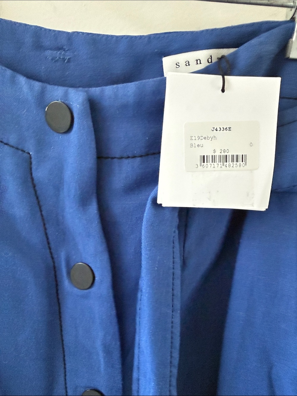 Sandro Paris Debyh Blue Wrap Front Button Midi Skirt size 0 - Picture 3 of 4